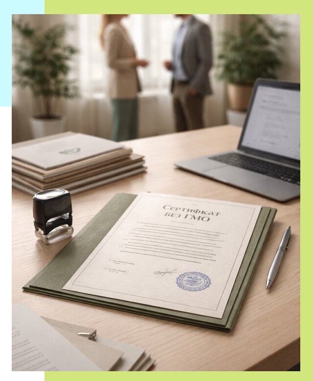 Сертификат без ГМО в Элисте от 7767 р. оформить срочно Алешин-Элс